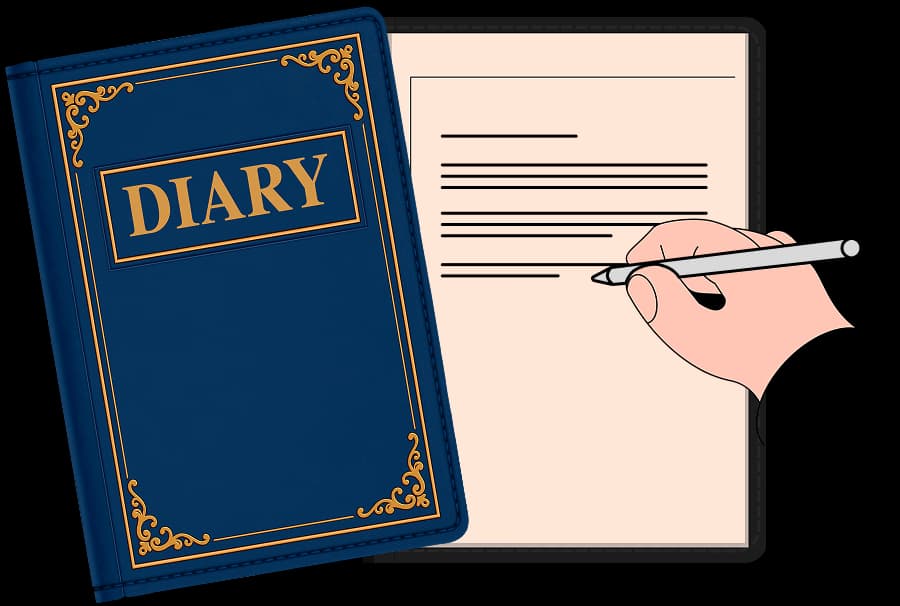 diary with handwritten content